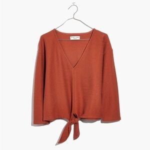 Madewell Texture‎ & Thread Jacquard Tie Front Top in Rust Western Casual